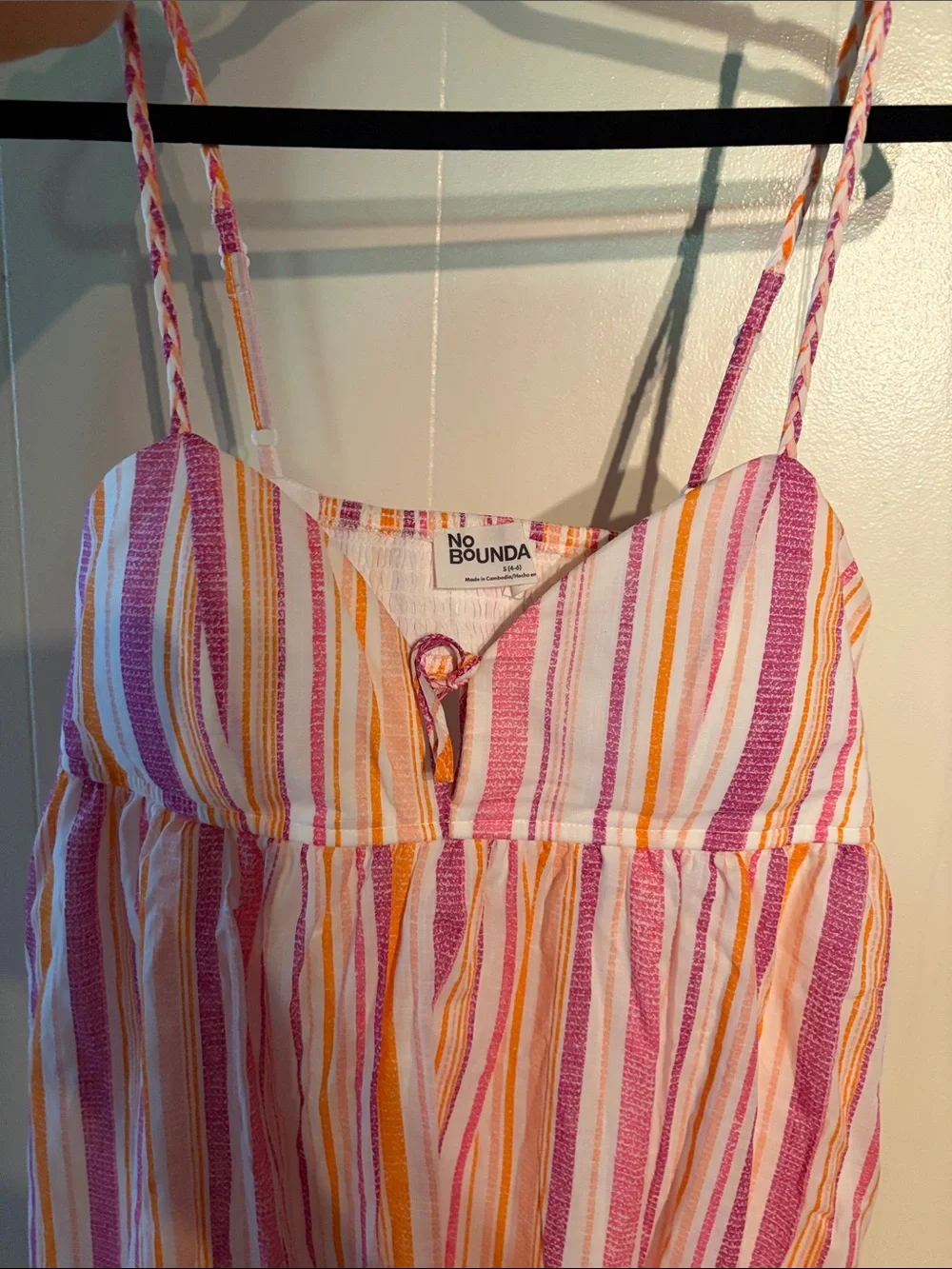 No Boundaries Pink, Yellow & White Striped Girls' Swim Coverup